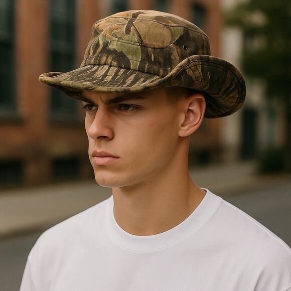 Vintage RealTree Camouflage Bucket Hat Outdoor Hunting Size L USA Made - Picture 3 of 14